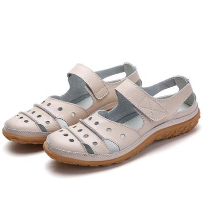 Damen Sandalen Neue Frühling Sommer Flach Ausgeschnitten Damen Schuhe Schnalle Einfarbige Damen Sandalen Strandschuhe