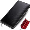 VAOYAO Carbon Fiber Long Wallet for Men, Zipper-Around Design, Coin Purse, Large Capacity, Card Slots, IC Card Storage, Stylish Solid Color, Popular,