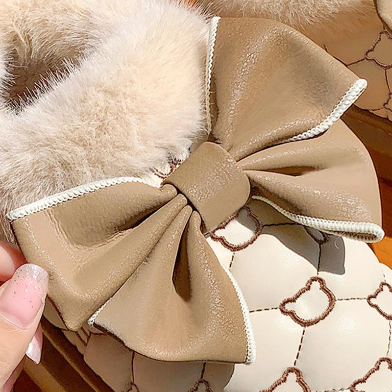 Women Snow Boots for Cute Butterfly Fluffy Botas Autumn Print Bear Thick Bottom Platform Boots Outdoor Comfort Warm Cottom Shoes