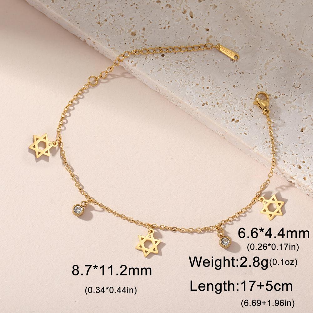 Dawapara Star of David Bracelet Jewish Prayer Judaica Hexagram Charm Protection Amulet Couple Gift Stainless Steel Jewelry