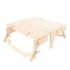 Wooden Folding Picnic Basket Table Outdoor Portable 2 in 1 Vintage with Wine Glass Holder