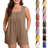 Dams Jumpsuit med Shorts, Casual, Större Storlekar, Ärmlös, Ficka