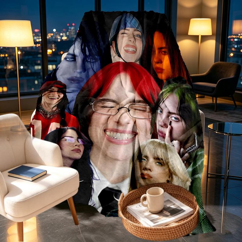 Billie Eilish Print Blanket - Soft & Comfortable, for Bedroom, Travel, Sofa, Home Decoration - Birthday Christmas Gift for Friend