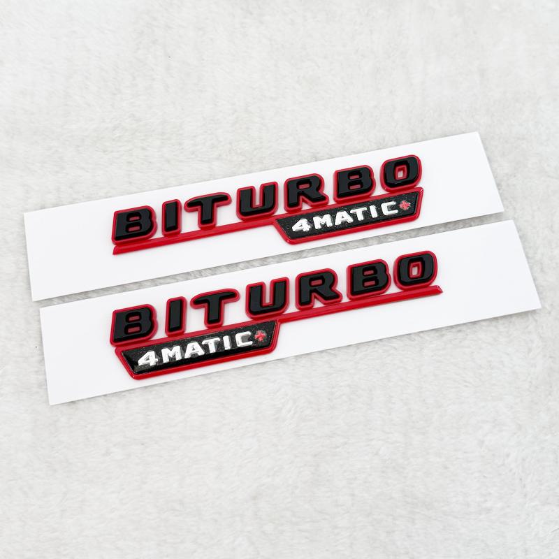 3D ABS Black Red Car Letters Logo V8 BITURBO Side Fender Badge Emblem Decal For Mercedes Benz AMG C63 E63S SL63 GLC63 G63 GLE63S