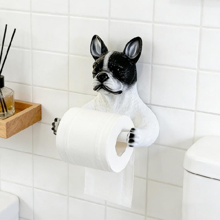 Toilet Paper Holder Wall Mount French Bulldog Towel Holder for Dispensing Paper Towels and Hanging Bath Towels