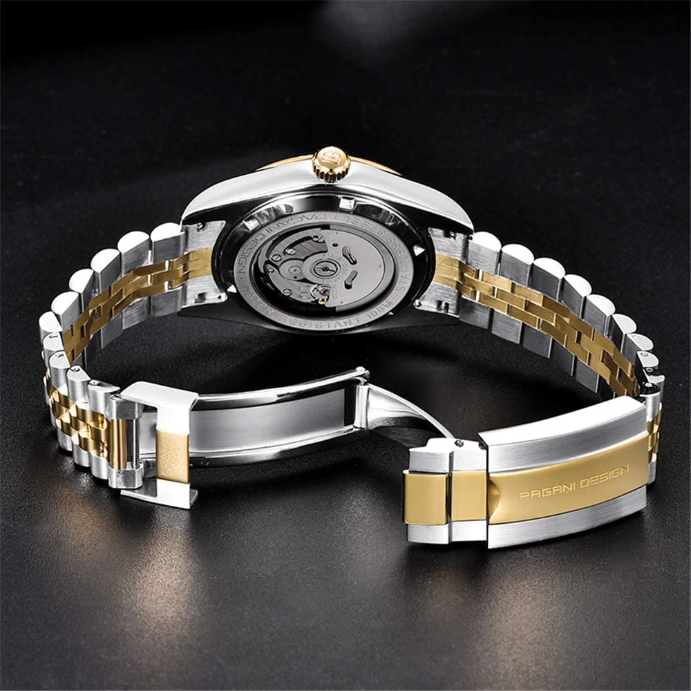 Pagani Design Men's Automatic Watch with Japanese-Made Movement, Water-Resistant Ceramic Bezel, Stainless Steel Strap, Sapphire Crystal, and Diver's