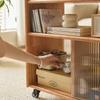 Solid Wood Retro Trolley: Movable Side Table & Snack Cart