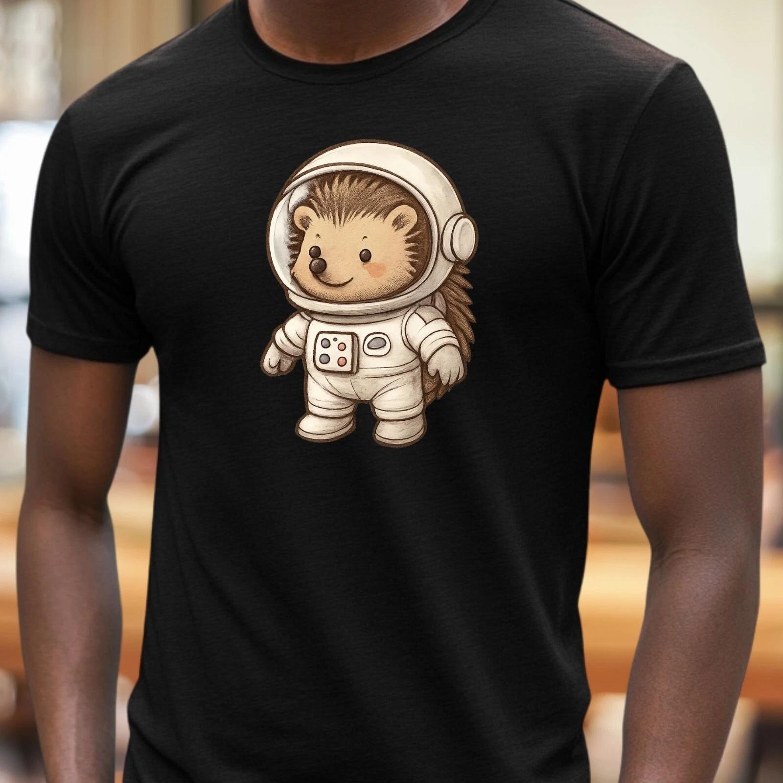 T-Shirt Herren Igel Astronaut Motiv Baumwolle Größe S bis 5XL M
