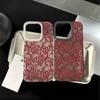 Red Lace Mesh Design Soft Phone Case For IPhone 17 16 15 14 13 12 11 Pro Max 7 8 XR XS Transparent Silicone Soft Cover Case