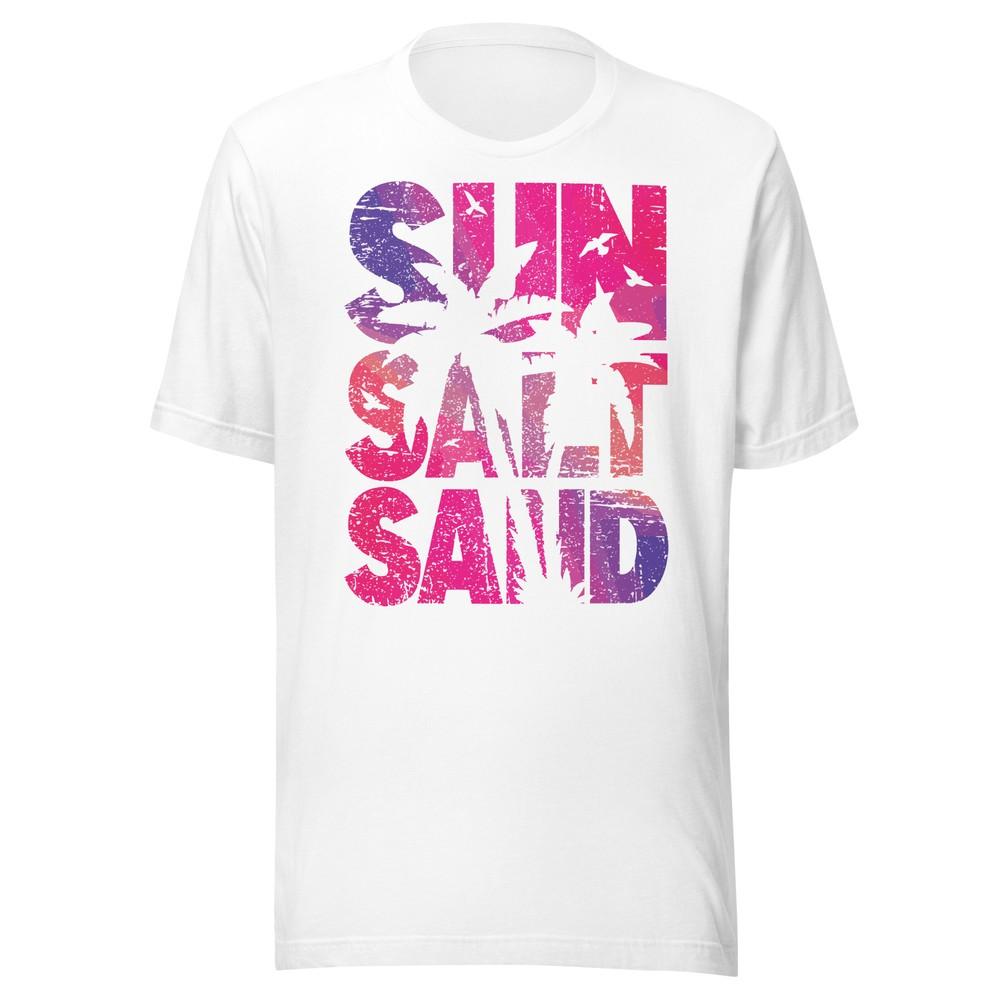 Sun Salt and Sand Beach T-Shirt Retro Distressed Style Soft Summer Tee XS-5XL Unisex T-Shirt XL