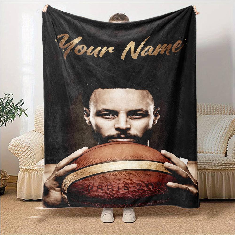 Golden State Warriors Team Personalized Name Blanket Cozy Customizable Blanket Comfortable Perfect for Office Nap Living Room Home Decor