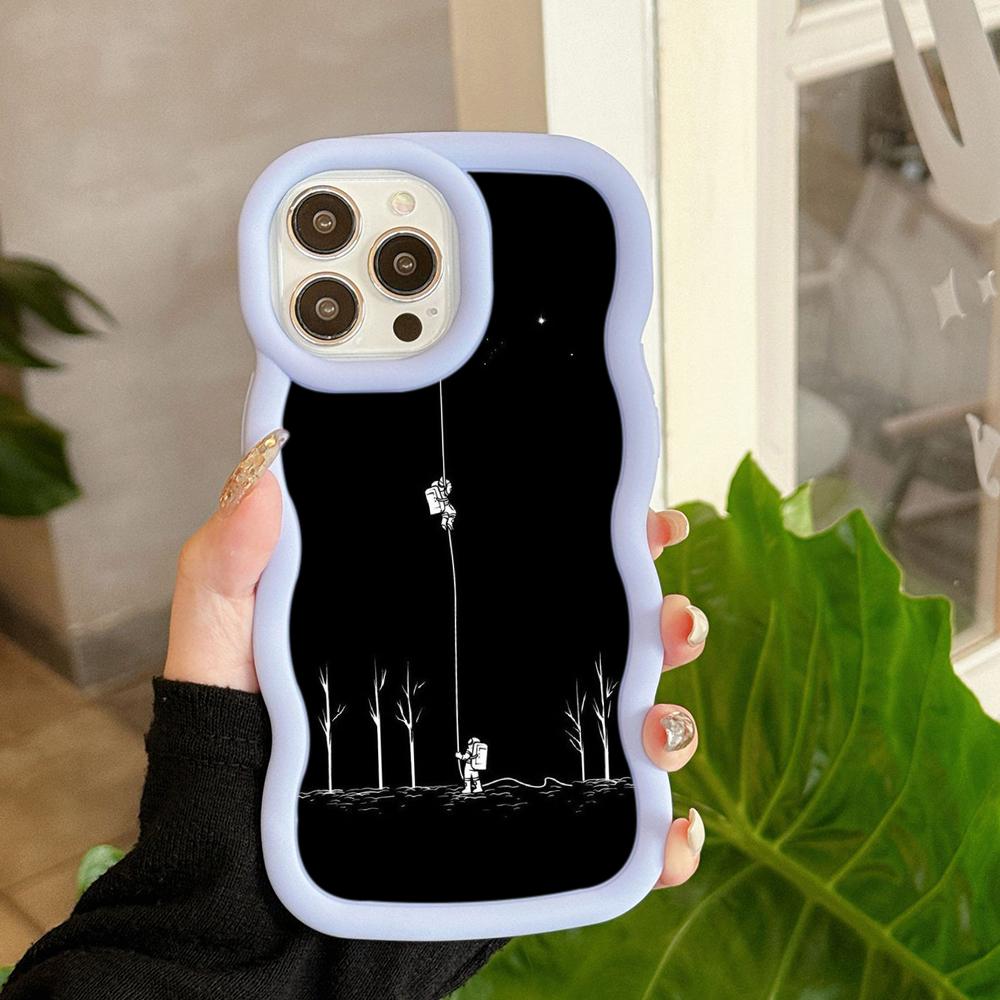 

Ae97 Space Moon Astronaut Black art защитные чехлы для телефонов Samsung S24 Plus S23 Ultra A14 A55 A06 Honor Motorola OnePlus Big Wave TPU задняя крышка OnePlus Nord CE 3 Lite