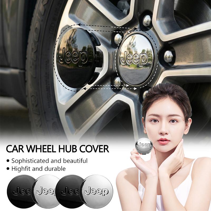 4Pcs 56mm Embossed Logo Rim Center Covers Wheel Center Hub Caps for Jeep Renegade Compass Wrangler JK Patriot Grand Cherokee SRT AMV1
