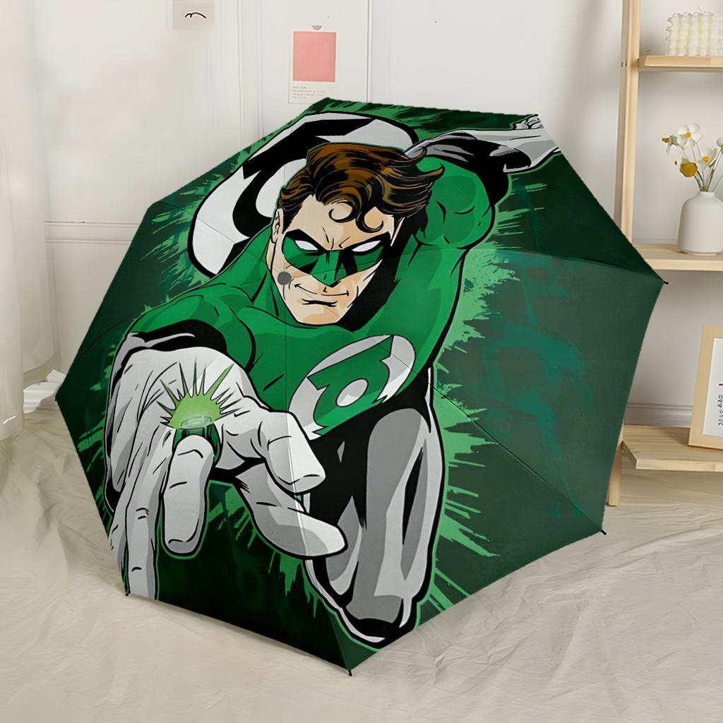 Green Lantern In Space Portable Automatic Umbrella Folding Umbrella with 8 Ribs Compact Design All-Season Travel Vibrant Pattern Umbrella
