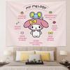 Sanrio My Melody Printed Tapestry Pink Cartoon Cute Bedroom Living Room Background Wall Decoration Dormitory Apartment