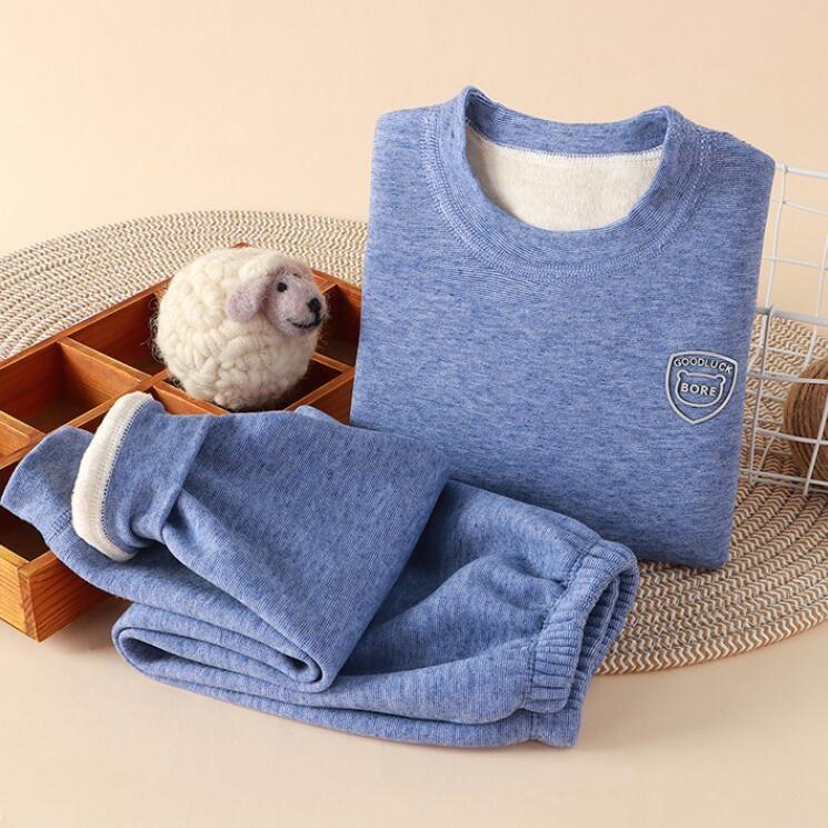 Ensemble de Sous-vêtements Chauds pour Enfants Neuf 2 Pièces/Ensemble Garçons et Filles Hiver Dessin Animé Épais Col Rond Vêtements de Nuit