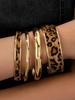 4PCS Spice Girl Sweet and Cool Leopard Print Bracelet Glossy Stacked Bracelet Set Street Trend Niche Jewelry