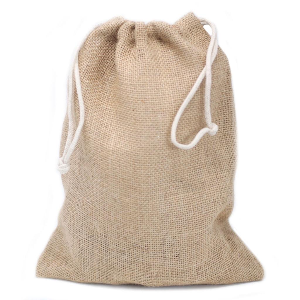 6x Jute Hessian Drawstring Bag 240 X 300 Mm
