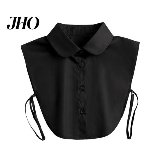 Layering Collar Women Fake Lapel Side Strap Single Breasted Solid Color Detachable Casual Style False Accessory