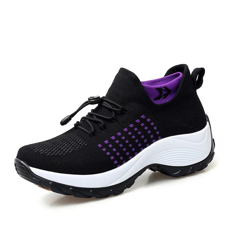 Fashion Outdoor Women Walking Sneakers Fashion Jogging Sock Shoes Youth Girls Trainers Breathable Ladies Platform Non-Slip Light Loafers