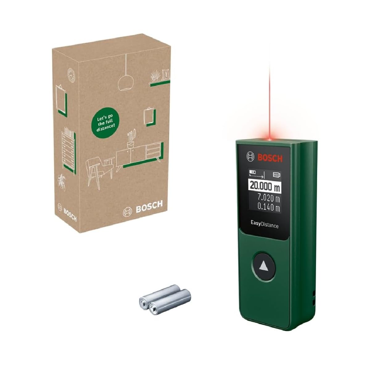 

BOSCH Laser Distance Meter EasyDistance 25 Measuring Tool Laser Class 2 Battery Operated x Ideal for Distance and Area Measurement Measurement