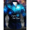 2025 Happy New Year Men's Stylish Casual Long Sleeve Shirt Breathable Tops New Year's Themed Stylish Pattern Full Sleeve Shirts