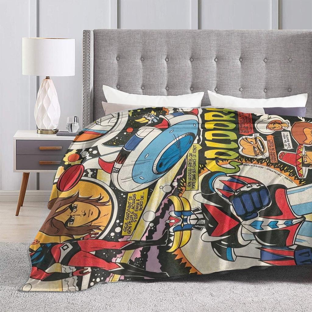 Goldorak Cartoon Blanket  Super Soft Print Plush Bedding Throws For Couch Chair Airplane Travel Flannel Bedspread Bed Cover