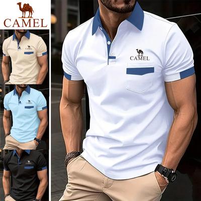 2024 Summer Embroidery Men's Color Block Pocket POLO Shirt Sports Plus Size Polo Shirt