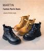 Boys' Black British-Style Leather Boots - Short, Dr. Martens-Inspired, Soft Sole, for Autumn/Winter