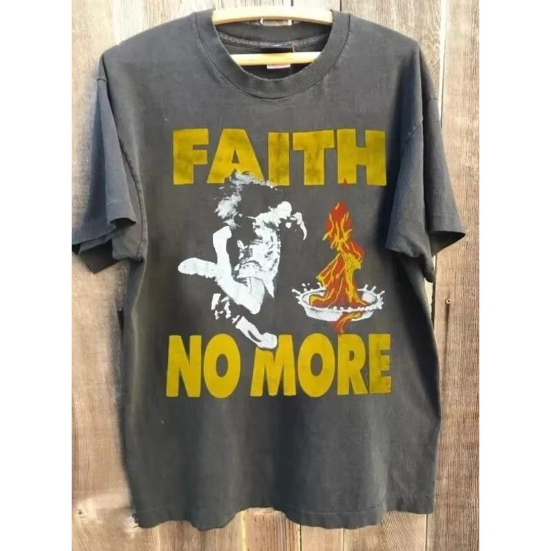 Summer Unisexs Casual Fashion Loose Breathable Pure Cotton Retro Faith No More Tshirt Suitable For Daily Wearing