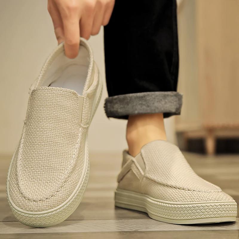 Scarpe in tessuto estive traspiranti casual suola morbida tela di lino mezze pantofole scarpe