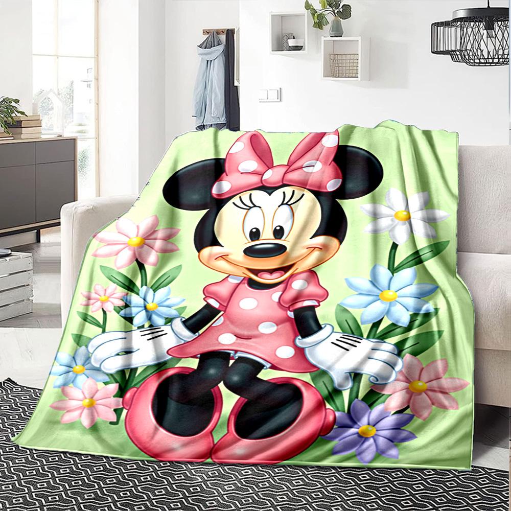 Minnie Mouse Garden Flannel Blanket Super Soft Warm Cozy Blanket For Sofa Bed Office Travel Allseason Home Decor Gift