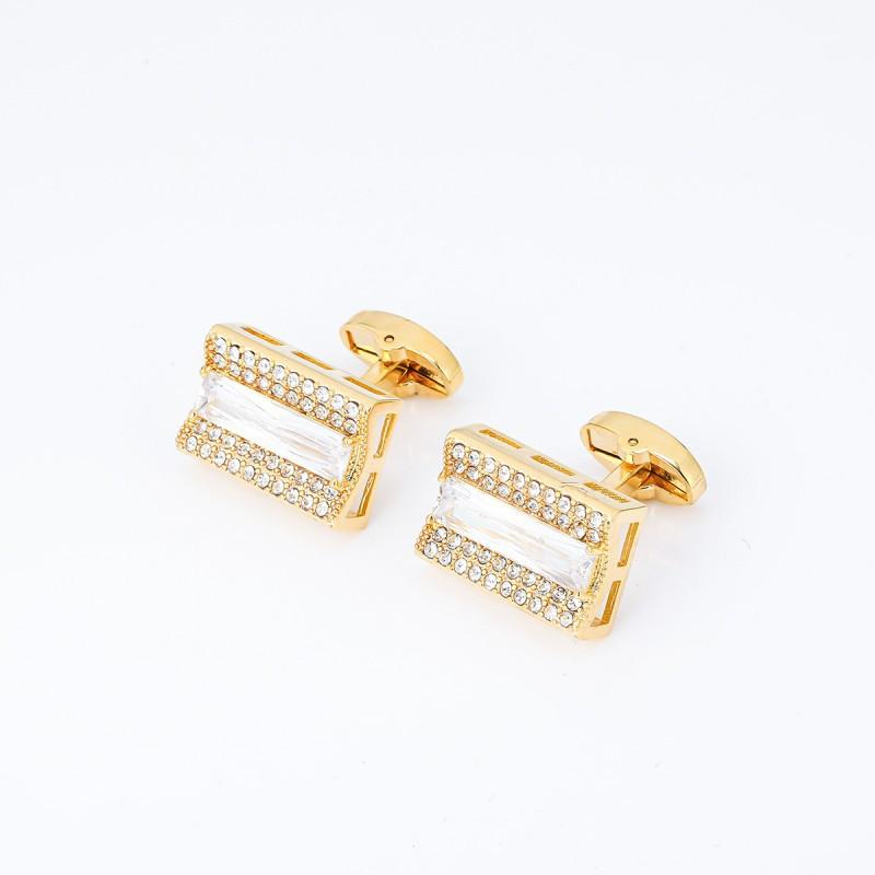 

Rectangular Zircon Metal Cufflinks Fashionable Simple Men s Shirt CS-0043 золотистый