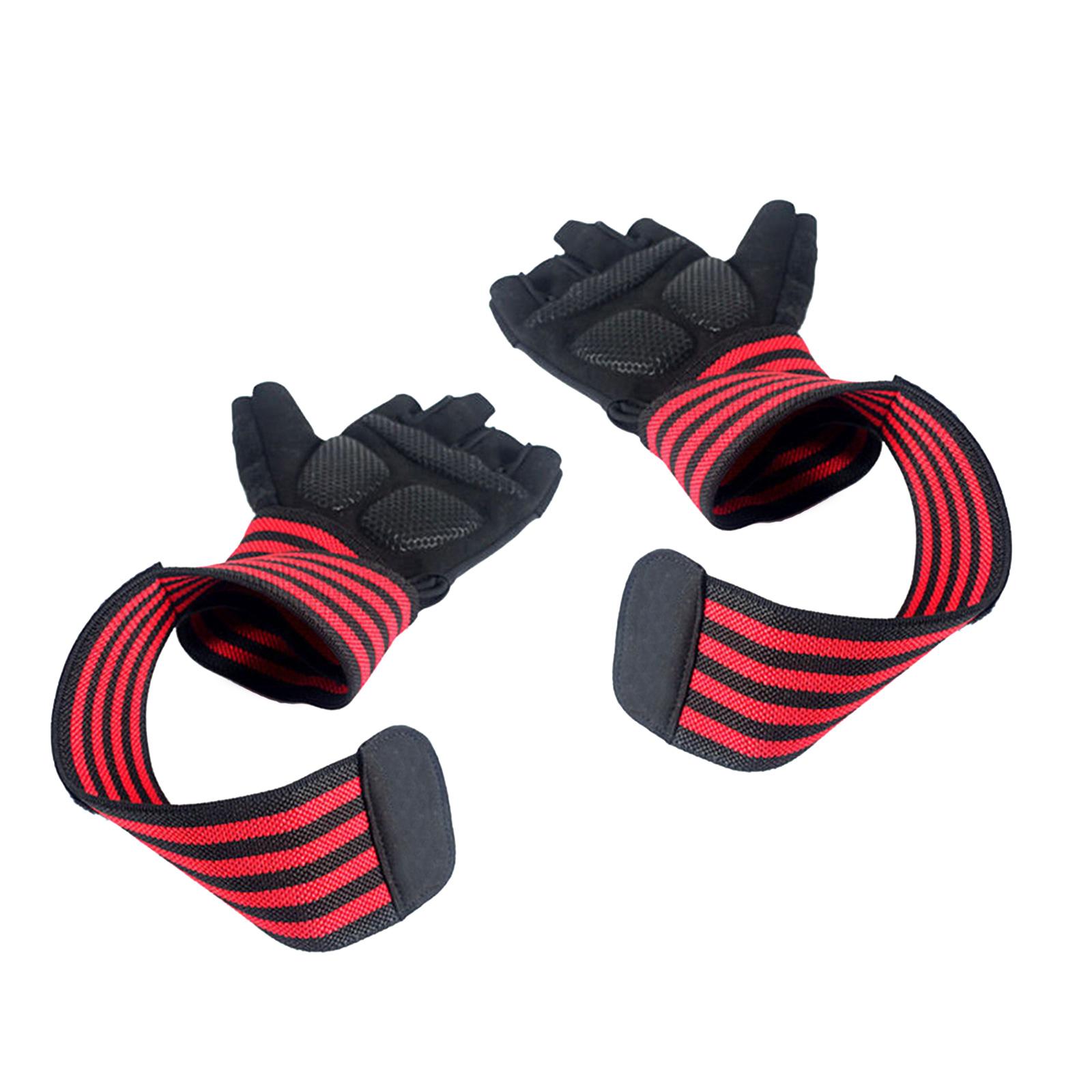 

Men and Women Non-Slip Palm Fingerless Grip Gloves Gym Gloves Weight Lifting Workout Exercise Gloves with Wrist Support M