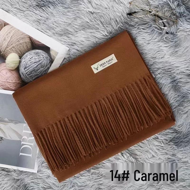 Luxury Unisex Scarf: Autumn/Winter Thickened Solid Color Cashmere-Feel Shawl