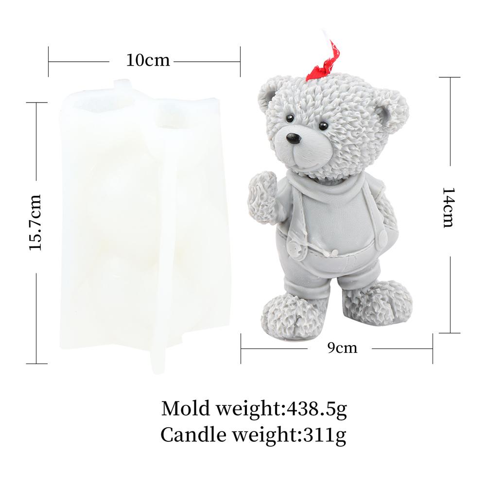 Family Teddy Bear Silicone Mold Craft Scented Candle Soap Plaster Bowtie Bear Family 3D Bears Animal decora