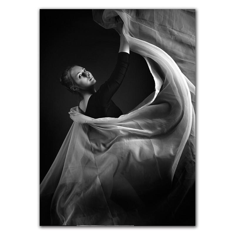 Modern Wall Prints Picture Flower Modular Poster Black White Ballet Girl Canvas Painting Life Quote Art Living Room Decor HD0082