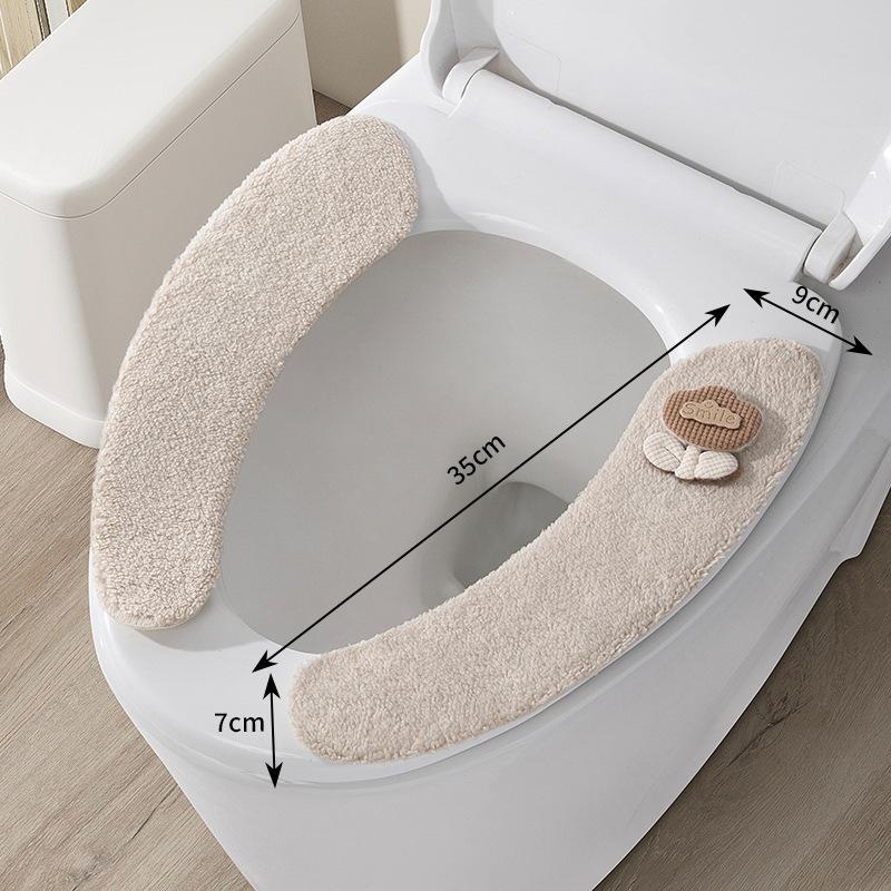 Tapis de siège de toilette rembourré épais en peluche, antidérapant, doux, accessoires de salle de bain