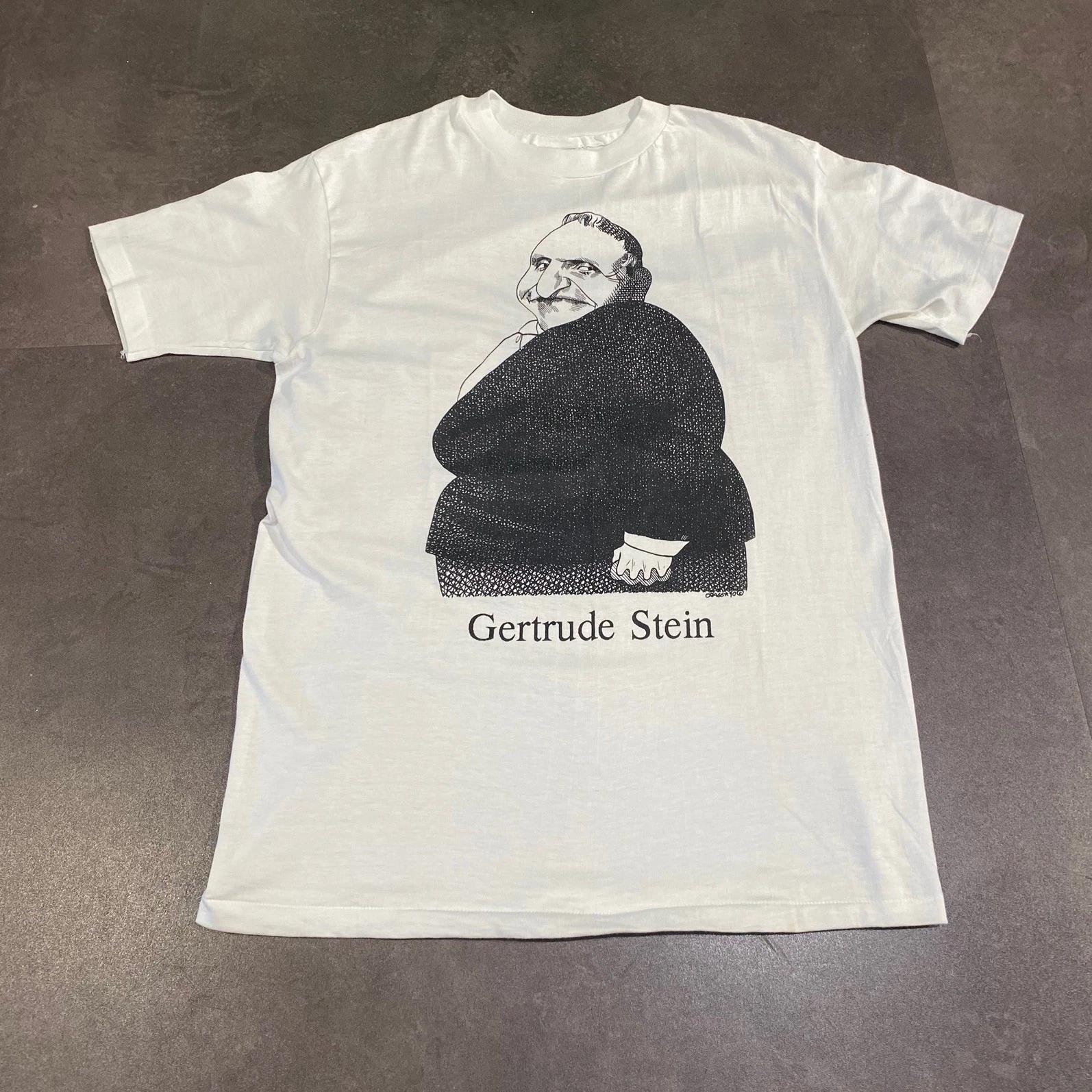 Vintage 90s Gertrude Stein Writer Author Poet Caricature White T-Shirt Size L XL