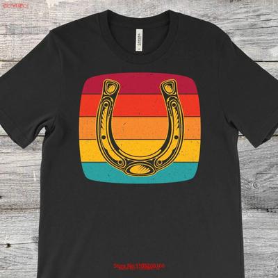 Horseshoe Vintage Retro S T Shirt Equestrian Western Horses Rodeo Country Lover Horse Rider Costume Cowgirls Present Vintage