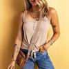 Débardeur T-shirt Femme Couleur Unie Slub Sexy Mode Torsadé Boucle Débardeur Femme