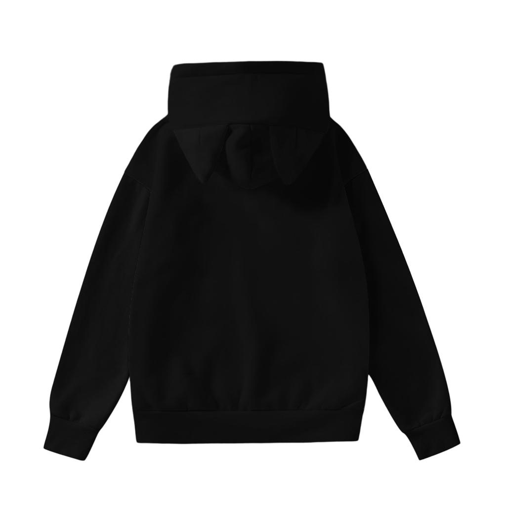 Children's Fashionable Lightweight Long-Sleeved Pullover Sweatshirt With Pockets, Solid Color , And Ear-Like Hooded Sweatshirt