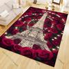 Roses and Eiffel Tower Pattern Rug for Bedroom Living Room Carpets for Girls Room Floor Mat Home Decor Non-Slip Rug Large Size