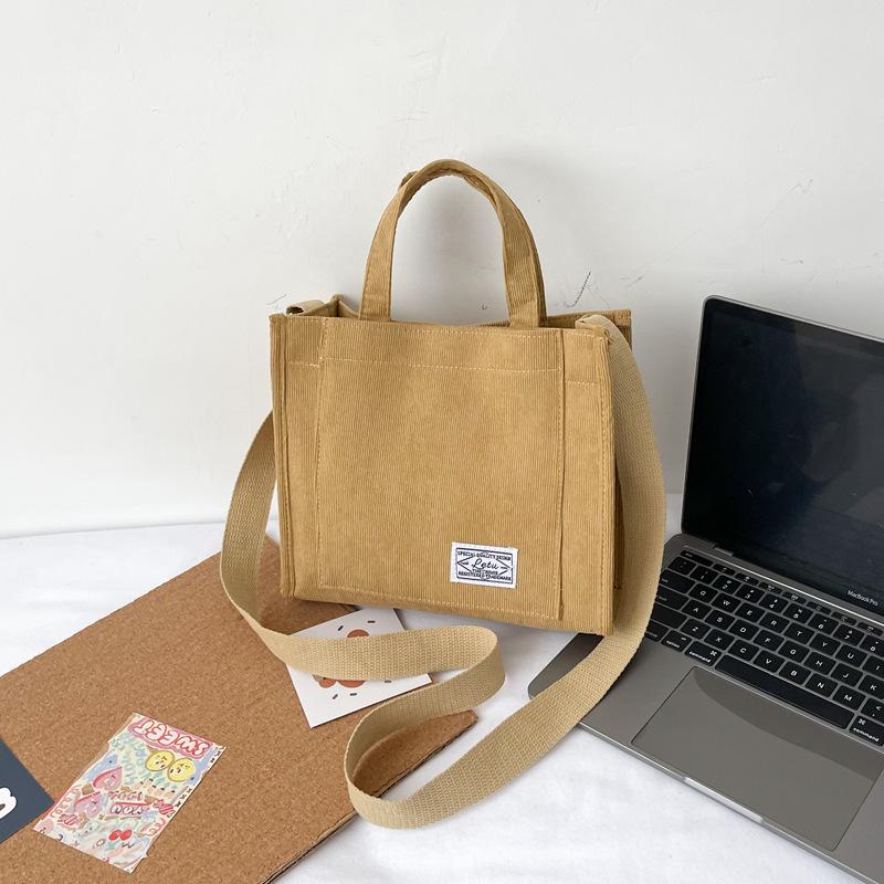 Damska 2023 Sztruksowa Mała Kwadratowa Torba na Ramię - Koreańska Torebka w Stylu Leśnym