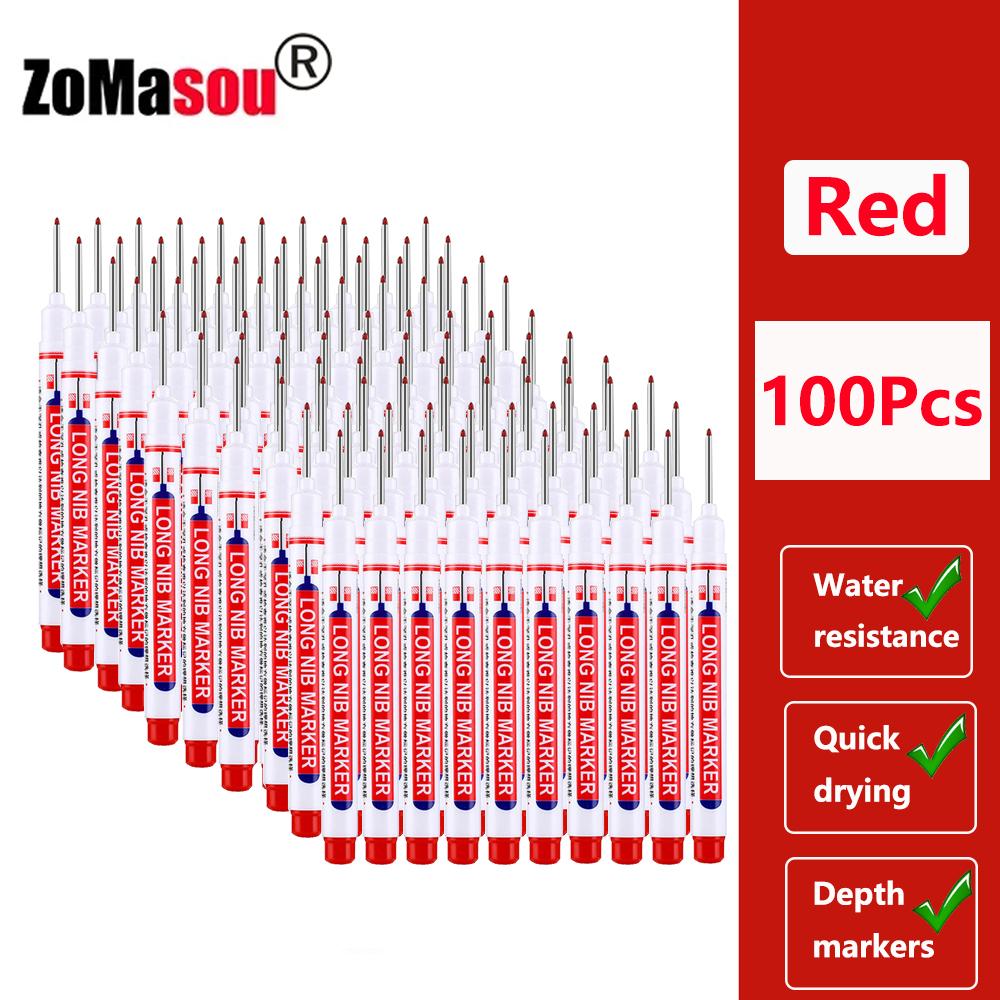 1-100 Stück 20mm Langer Kopf Markerstift Mehrzweck Holzbearbeitung Fliesen Dekoration Tiefloch Marker Stifte Rote/Schwarze/Blaue/Grüne Tinte