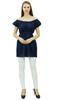 Bimba Women's Off shoulder Puff Sleeve Tops Elastic Waist Blouse Cotton