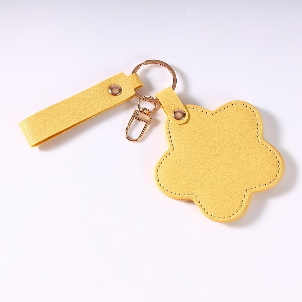 Rotate Small Mirror Stars Shape Makeup Mirror PU Leather Colorul Star Keychain  Graduation Gift
