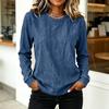 Women's Casual Long Sleeve Top, Round Neck Color Pullover for Everyday Wear