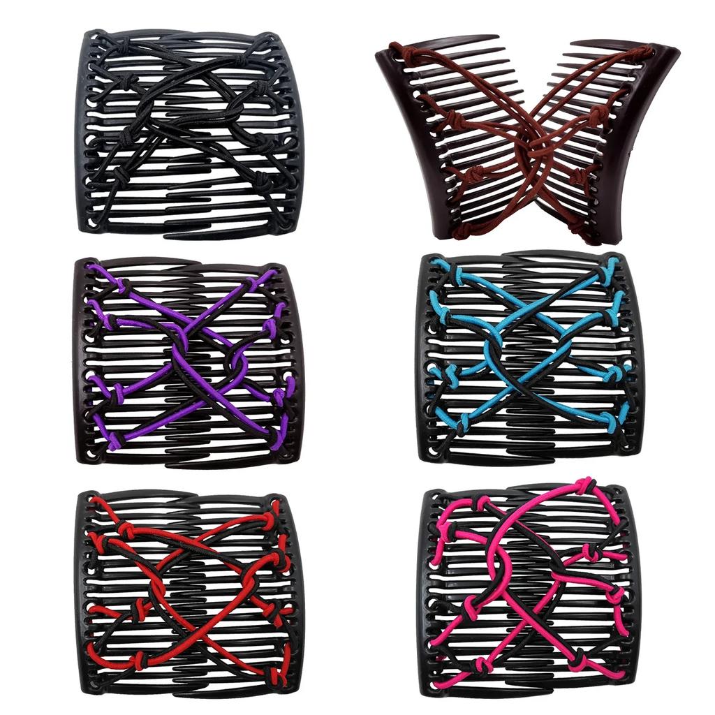 Magic Hair Claws Tuck Comb Updo Elastic  Hair Clip Stretchy Knotted Double Comb Elastic Hair Combs Ponytail Holder Barrettes