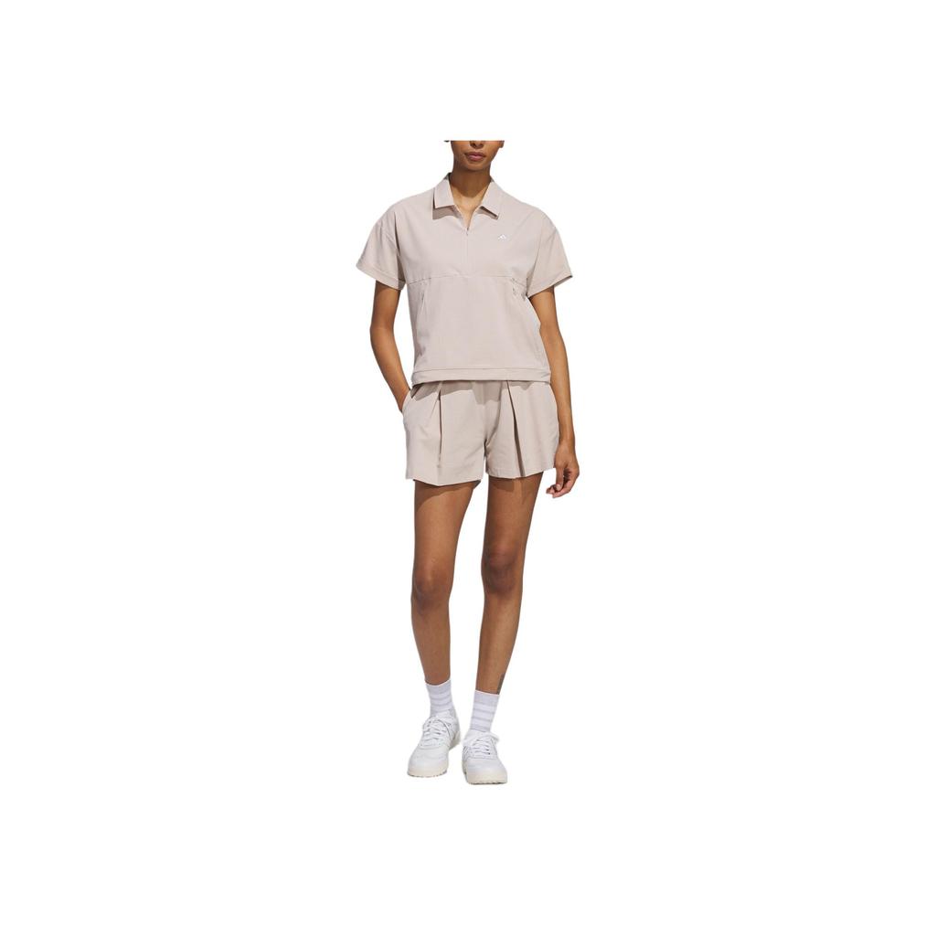 Adidas Go-To Pleated Shorts Fashion Simple Solid Color Versatile Casual Shorts Women Shorts Miracle-Gray Brown JC9233